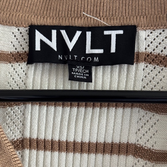 NVLT Beige and White Striped Button Down Shirt - Picture 7 of 12
